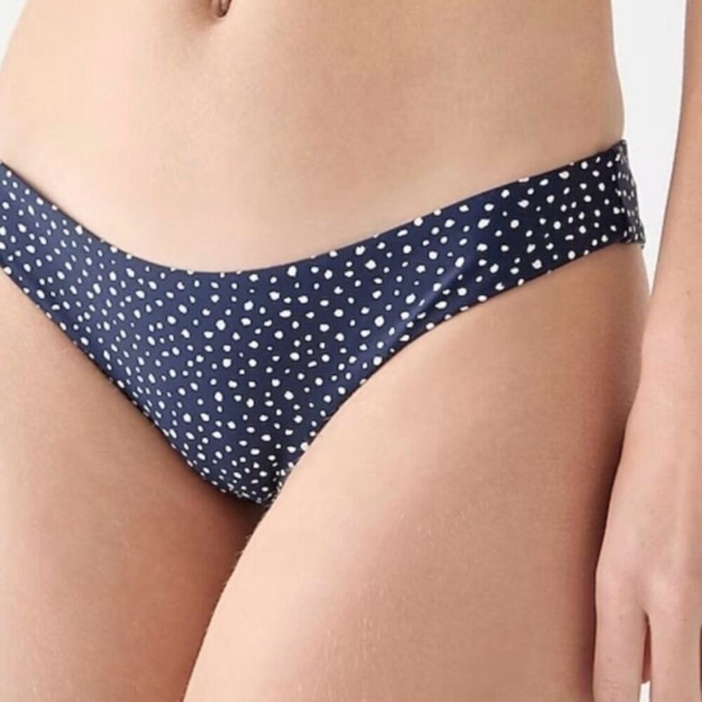 J. Crew Hipster Bikini Bottom in Navy‎ Blue & White Polka Dot Sz XXS NEW